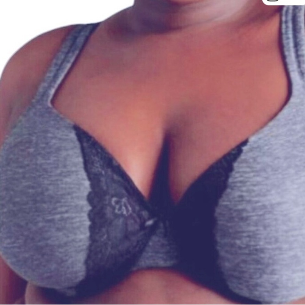 Cacique Lane Bryant Grey Lace-Trim Full Coverage Bra - Comfortable Support 44C